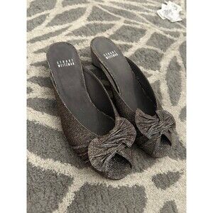 Silver and Gold Glitter Bow Stuart Weitzman Wedge Heels